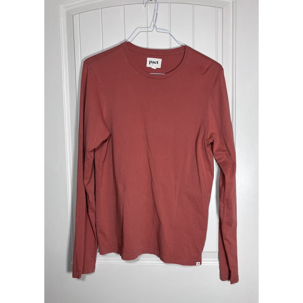 Pact Womens Organic Cotton Long Sleeve Crewneck Tee Terracotta Rust Size M